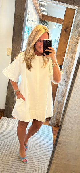 Chloe Denim Dress, Sm / White