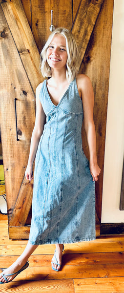 V Neck Denim Maxi Dress V Neck Denim Maxi Dress