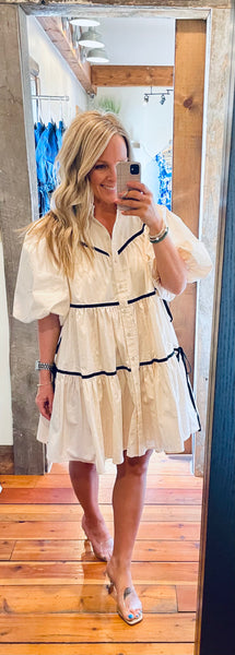 cotton tiered shirt dress Angel Maternity Freya Maternity Tiered Cotton Shirt Dress In White