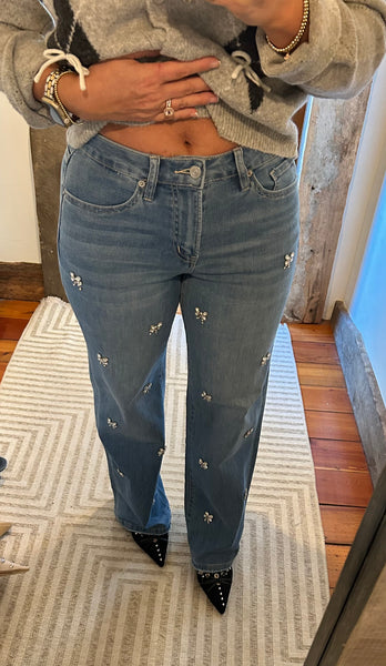 HR Wide Leg Embellished Jean