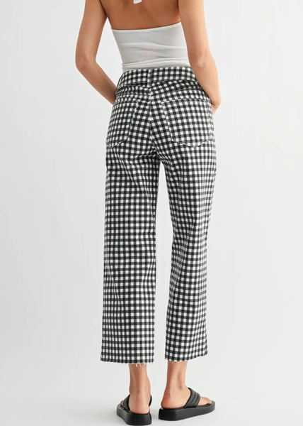 Gingham Cropped Utility Jean