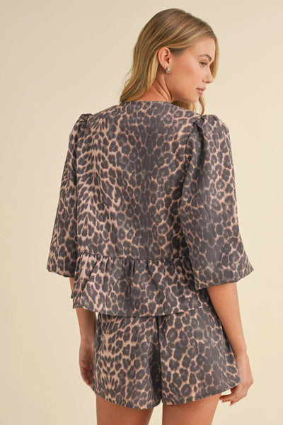 Leopard Peplum Top