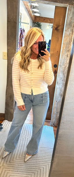 Sofie Striped Button Front Cardi