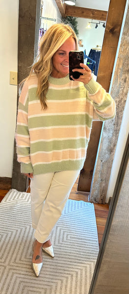 Fuzzy Knit Stripe Pullover