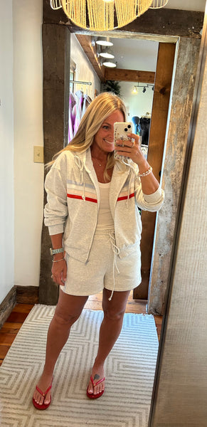 Sloane Stripe Zip Front Hoodie