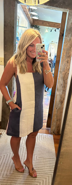 Bella Color-Blocked Linen Dress