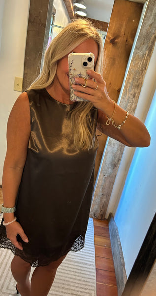Satin Lace Trim Dress