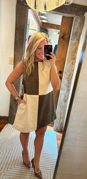 Suede Color-block Shift Dress