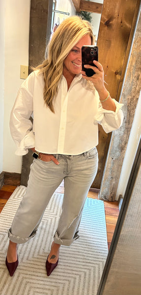 Poppi Cropped Button Down Top