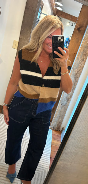 Striped Button Up Vest