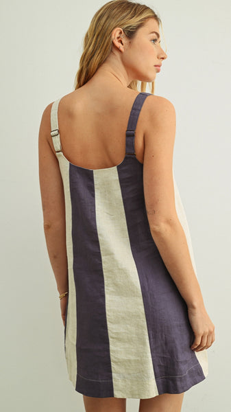 Bella Color-Blocked Linen Dress