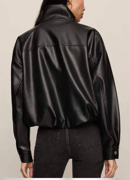 Corin Faux Leather Bubble Hem Jacket