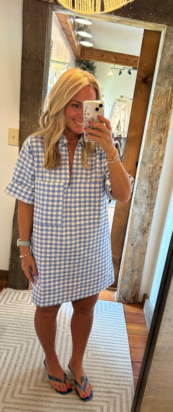 Tia Gingham Oversized Shirt Dress