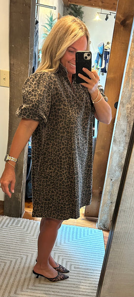 Leopard Denim Mini Dress