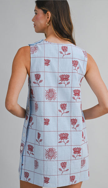Fina Embroidered Mini Dress