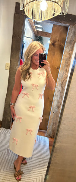 Lila Bow Midi Dress - The Green Shelf Boutique
