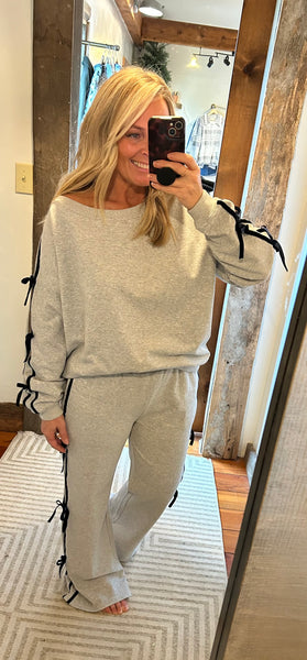 Bow Sleeve Off-Shoulder Sweatshirt