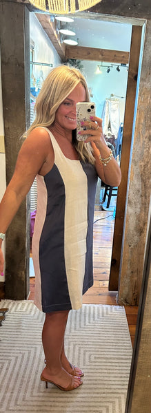 Bella Color-Blocked Linen Dress