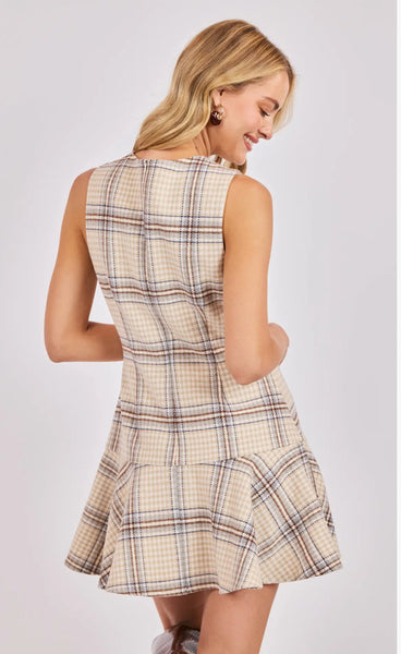 Cedar Plaid Drop Waist Mini Dress