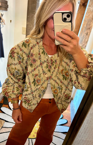 Floral Tapestry Bomber Jacket