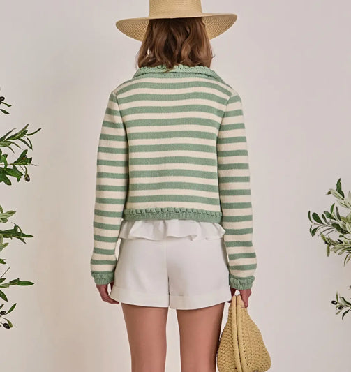 Braided Stripe Cardi - The Green Shelf Boutique