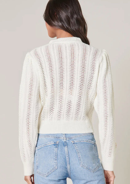 Floral Embroidered Pointelle Sweater