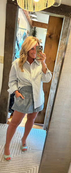 Isra Striped Button Up Top