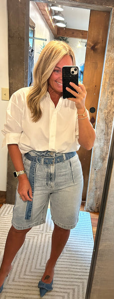 HR Belted Denim Bermudas
