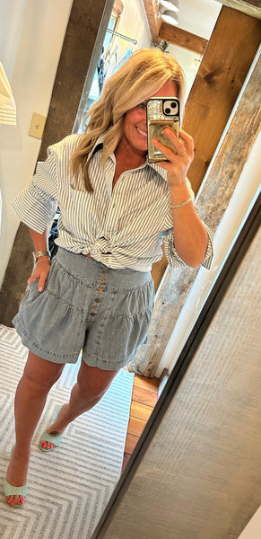Isra Striped Button Up Top