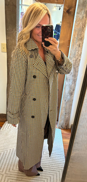 Plaid Belted Trench Coat