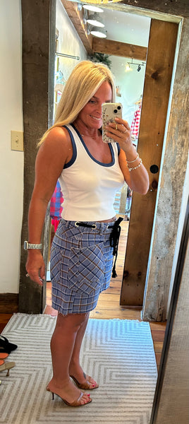 Plaid Denim Shorts