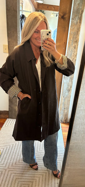 Lena Check Midi Trench Coat
