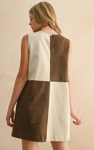 Suede Color-block Shift Dress