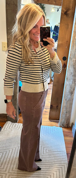 Sofie Striped Button Front Cardi