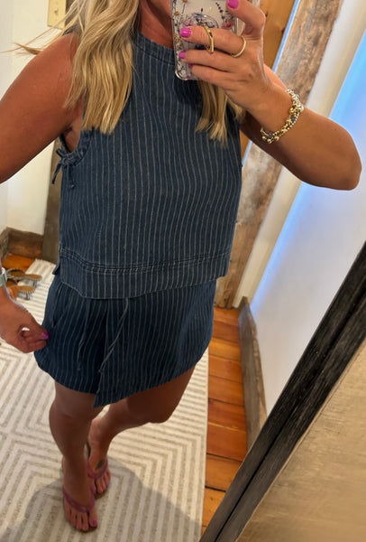 Pinstripe Denim Top