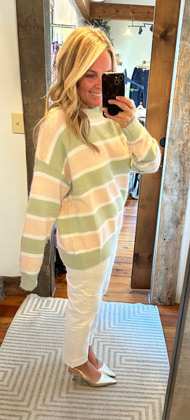 Fuzzy Knit Stripe Pullover