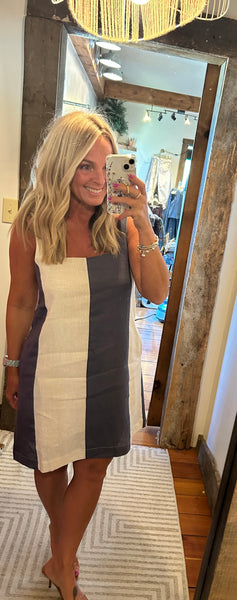 Bella Color-Blocked Linen Dress