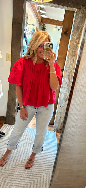 Pleated Short Sleeve Top