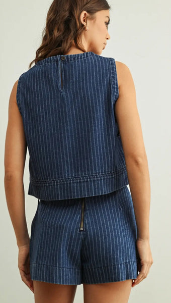 Pinstripe Denim Skort