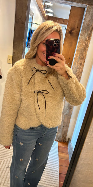 Faux Fur Bow Detail Jacket