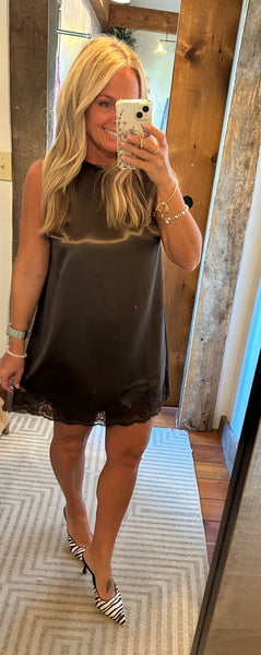 Satin Lace Trim Dress