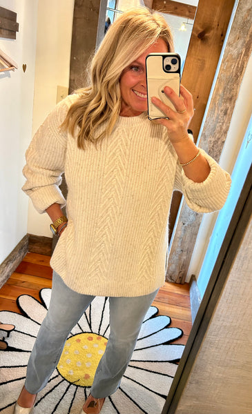 All That Glitters Cable Knit Sweater