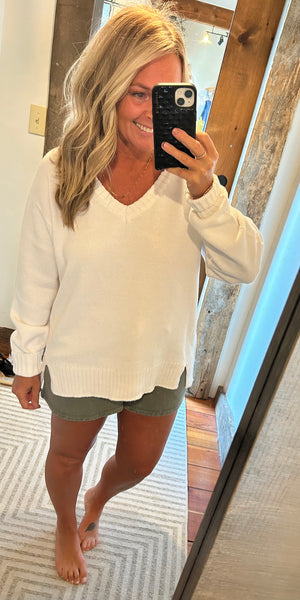 All Around Cotton V Neck Sweater