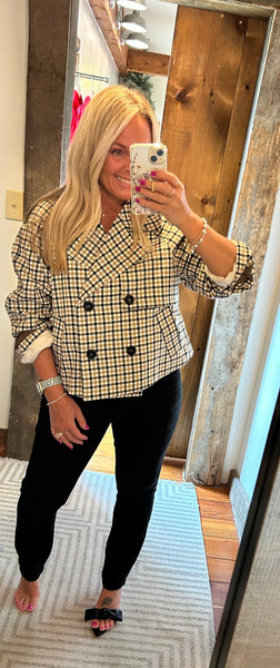 Oxford Plaid Short Trench