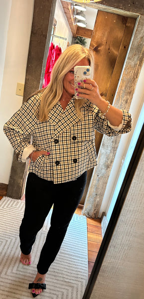 Oxford Plaid Short Trench