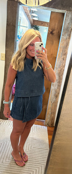 Pinstripe Denim Top