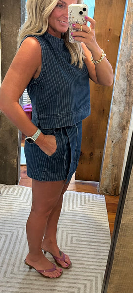 Pinstripe Denim Skort