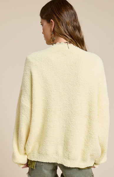 Scallop Trim Fluffy Knit Cardigan