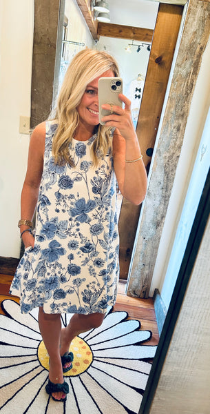 Floral Print Linen Dress