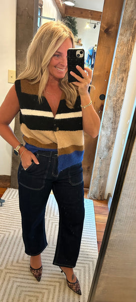 Striped Button Up Vest